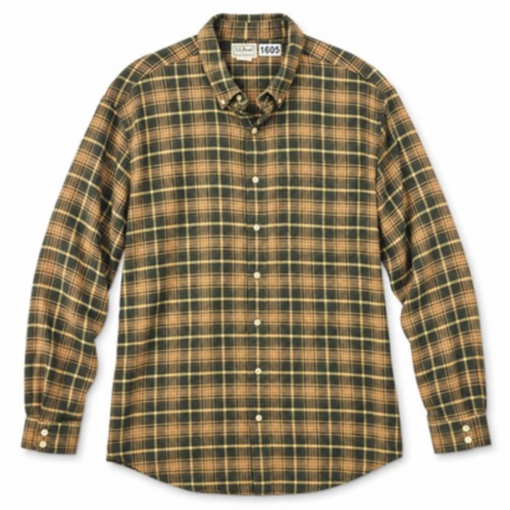 LL Bean Mens XLT Green Plaid Cotton Flannel Long Sleeve Button Down Shirt